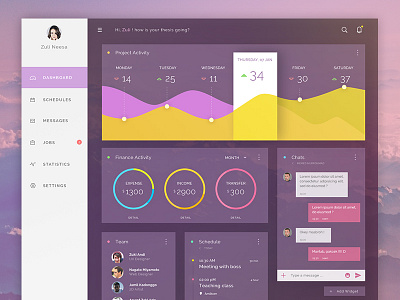 Dashboard Freebie #dailyui 02 admin chart daily dashboard experience graph interface purple schedule ui user ux