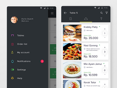 Mobile app for local resto android app dark food material restaurant ui user experience user interface ux
