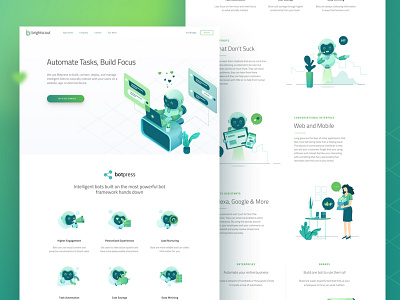 Bot AI full page ai automation bot chat icon illustration isometric landing tech web