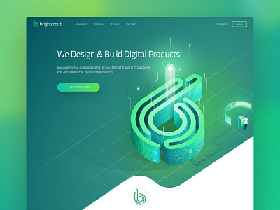 New Brightscout Hero 3d computer design homepage illustration isometric lab landing landing page web