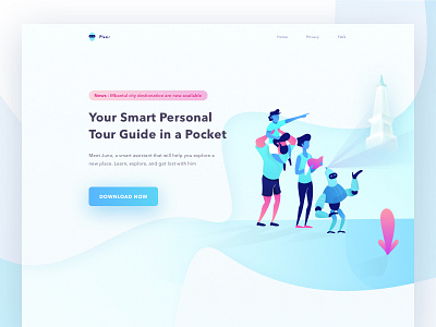 Smart tour guide landing page ai artificial intelligence bot hero illustration landing map tour guide tourism tourist