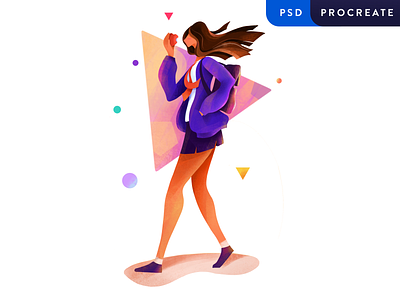 Back To School Illustration Freebie artwork character college cute design freebie girl illustration procreate school student university