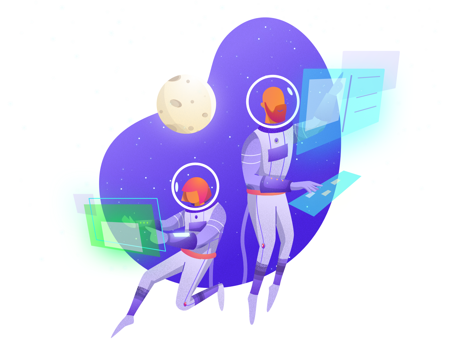 The Brave Guy - Astronaut astronaut code coding design hero icon illustration moon programmer space technician ui