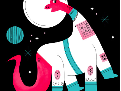 dino in space graphic illustration space