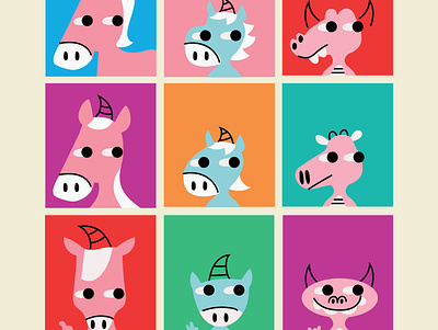 unicorns & dragons branding characters design doodle illustration kids medicine sassy