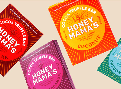 Honey Mama's bee cocoa graphic honey packaging rays trufflebar vector woodcut