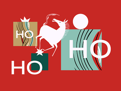 Ho Ho Ho cards christmas holidays horse illustration presents santa texture toys
