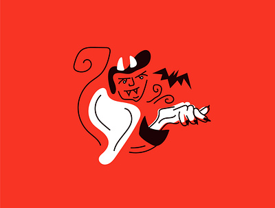 satan casting spells character characters design doodle halloween illustration inktober minimal satan spooky