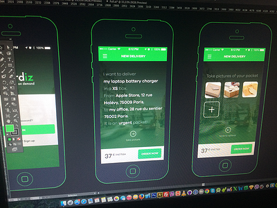 Delivery app app birdiz delivery ios iphone mobile packet ui