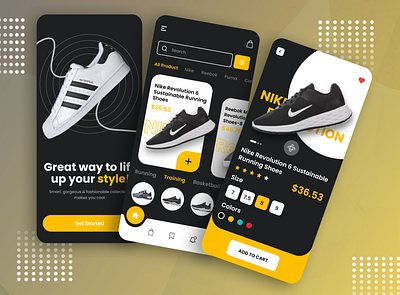 E-commerce Shoes Mobile Application 3d animation app application branding design graphic design illustration logo motion graphics snepitech ui vector