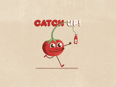 Tomato Angler Run Cycle aftereffects angler catch up cycle gif illustration ketchup loop run tomato vector walk