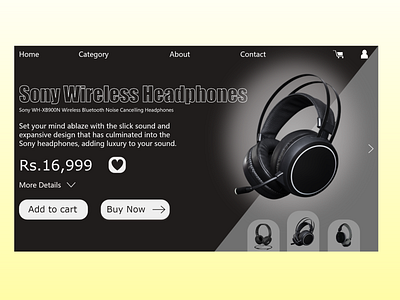 Sony headphones web page design minimal ui ux web xd xd design