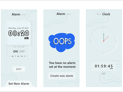 Alarm app UI app design illustration logo minimal ui web xd xd design