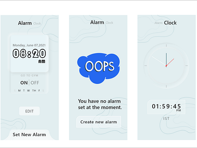 Alarm app UI by Mokshi Soti on Dribbble