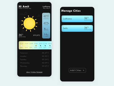 Weather app UI app design minimal ui web xd xd design