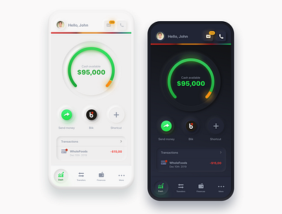 Neumorphic Bank Redesign in Dark and Light mode account bank banking dark mode dashboard fintech interface modern neumorphism redesign skeuomorph skeuomorphism ux uxui