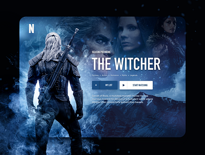 The Witcher concept dashboard netflix player streaming tv app tv design tv series tv show ui uidesign user interface ux uxui video witcher