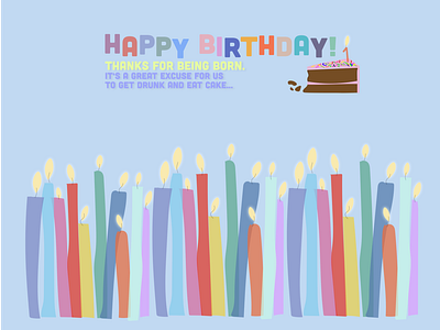 HappyBirthday cake candle design flat graphic design greeting card happy birthday illustration postcard web