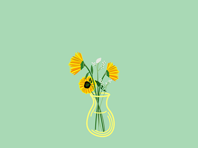 Sunflower art design flat flower graphic design green illustration simple sun sunflower web yellow
