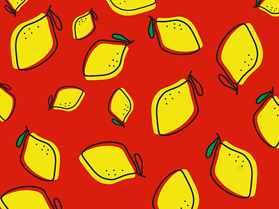 lemonade art branding design flat graphic design illustration lemon pattern red retro web