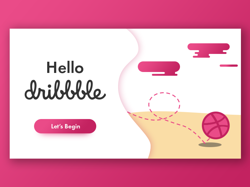 Hello dribbble clean flat simple ux design illustration ui debut first shot