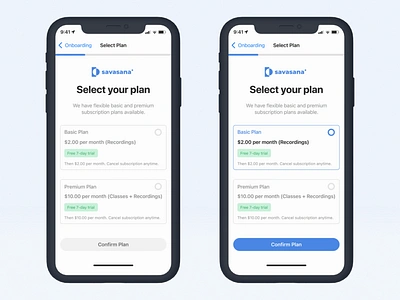 iOS Select Plan Page design ios kenya meditation mobile plan subscription ui