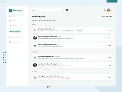Notifications Page - SaaS Dashboard Design account create dashboard desktop figma foresight forms kenya notification notifications onboarding settings sign in sign up ui ui kit ux web web app webdesign