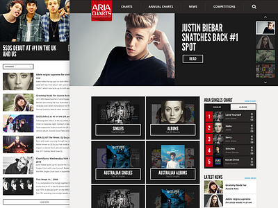 Aria Charts design music ui web website