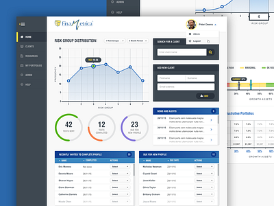 Finametrica dashboard design ui