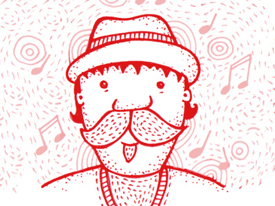 Music man illustration line man music red sharpie