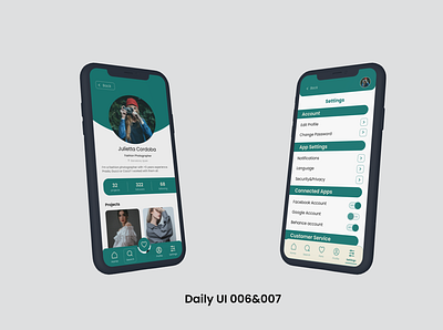 Daily UI 006&007 - Profile&Settings 3d app challenge dailyui figma mobile mobile app ui user interface