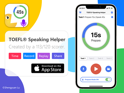 TOEFL Speaking Helper Promo app branding design icon