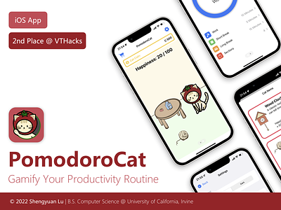 PomodoroCat Portfolio Page app branding design illustration vector