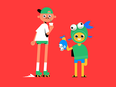 Keep up 2d 3d character character design children costume dad daddy eyes family holidays illustration insane kids panic studio skater