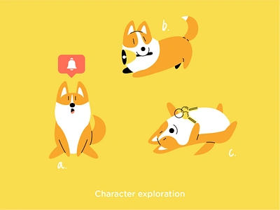 Character exploration 2d animal character animals bell best friend character exploration corgi dog doggy illustration keys mascot panic studio pets uproad