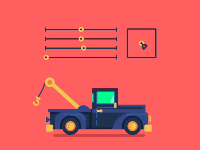 Tow truck rig 2d ae aep animation file flat freebie gif motion graphic project file rig tow truck