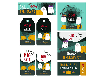 Halloween sale ("Funny Ghosts" series) animation design graphic design illustration motion graphics vector