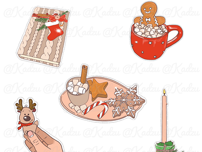 Christmas sticker pack дизайн иллюстрации рисунок рождество стикеры типография