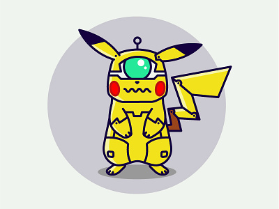 Pikachu Bot design digital art illustration illustrator line art pikachu pokemon sticker vector