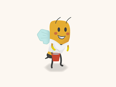 Cleaner Worker Bee Illustration bee cleaning design digital art illustration illustrator vector