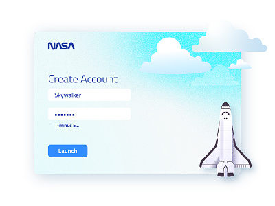 SIgn in page UI Design for NASA astronaut blue digital art experiment illustration illustrator nasa sign in space spaceship ui user interface design userinterface vector
