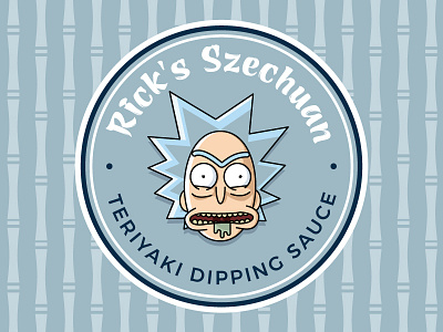 Rick's Szechuan Teriyaki Dipping Sauce illustration label rick and morty sauce
