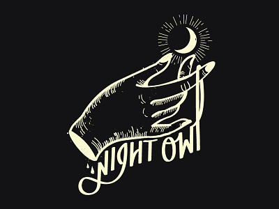 Night Owl Illustration branding design handwritting illustration illustrator lettering logo vector