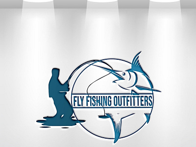 There are a modern minimalist Fishing logo branding design icon illustration illustrator latter logo typography