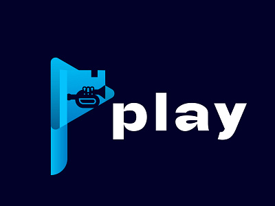 There are a modern gradient play music logo design .