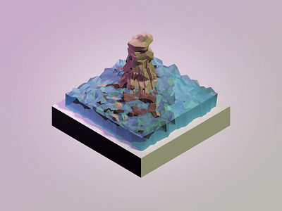 Little Island 3d isometric lowpoly