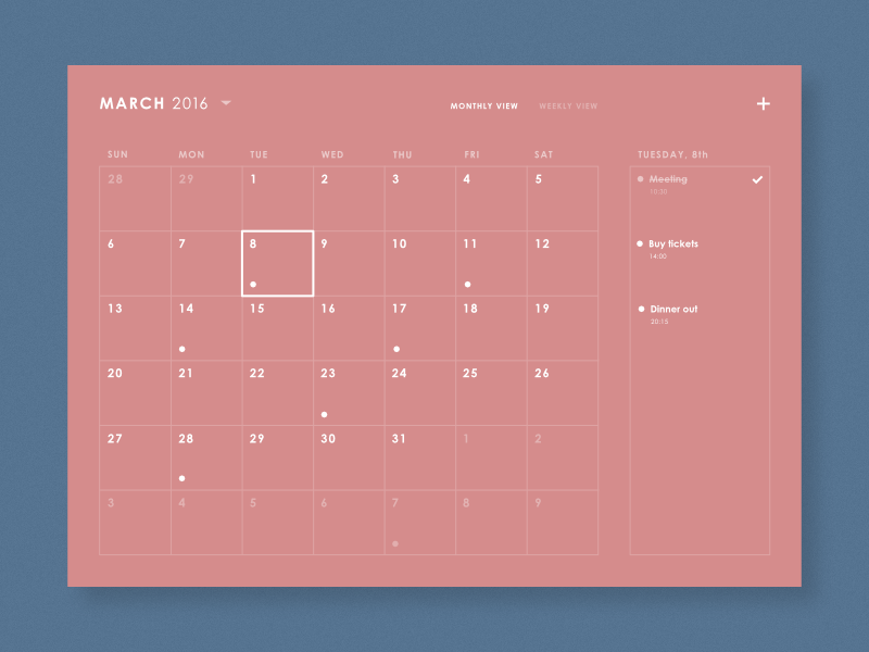 Calendar by David França on Dribbble