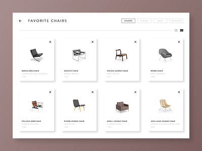 Favorites app chair concept dailyui design digital flat interface list ui user interface ux