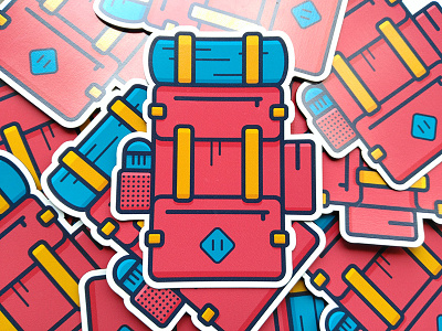 Backpack Magnets backpack concept design digital flat geometric illustration magnet sticker vector