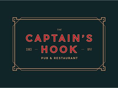 Captain's Hook branding geometric logo mark pub restaurant type vintage
